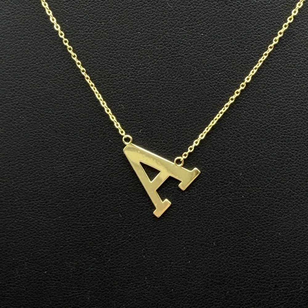 Gold Vermeil 925 Sterling Silver Sideways Initial Letter A Pendant Necklace 18"